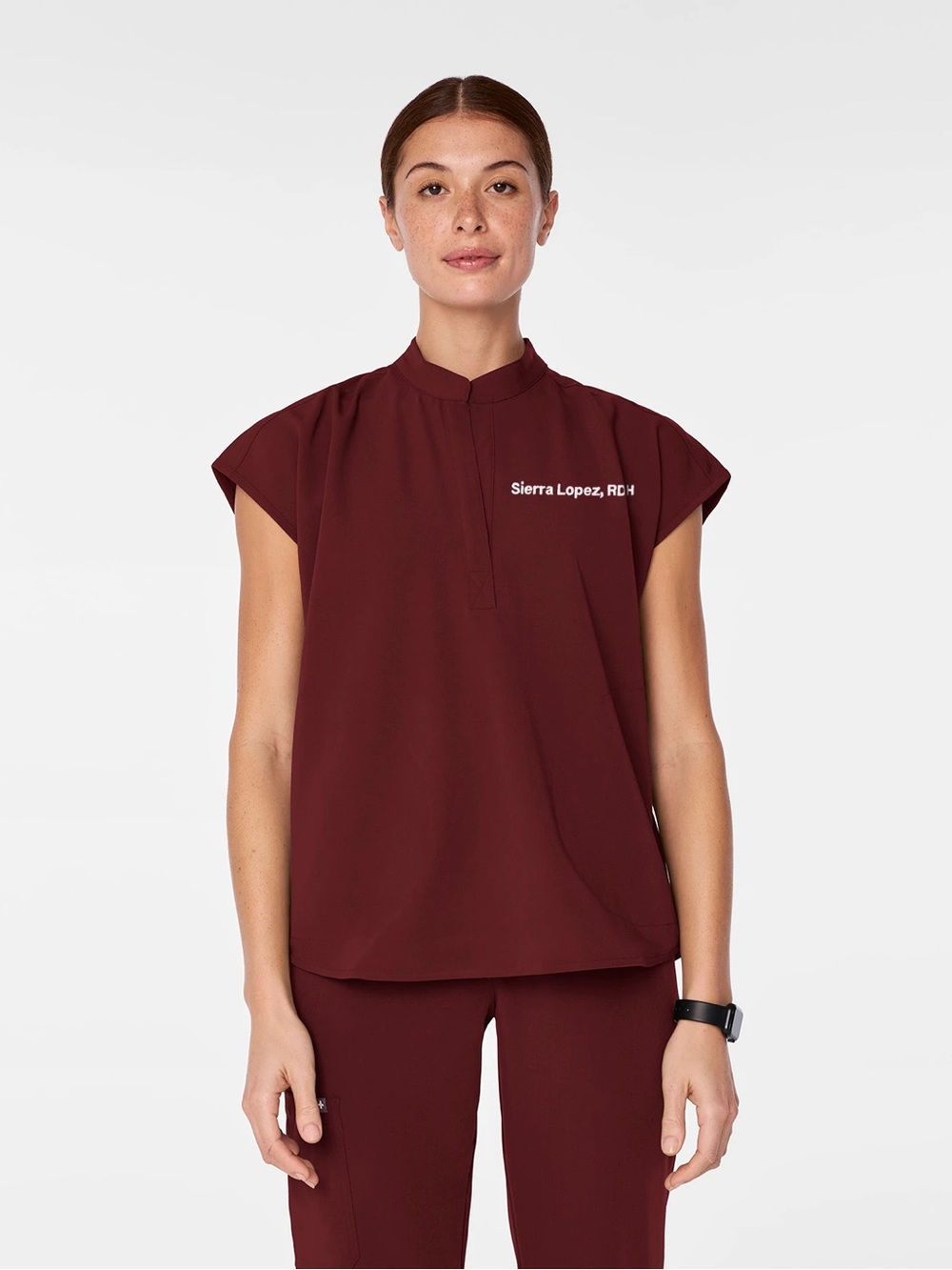 Figs Burgundy Rafaela Oversized Scrub Top